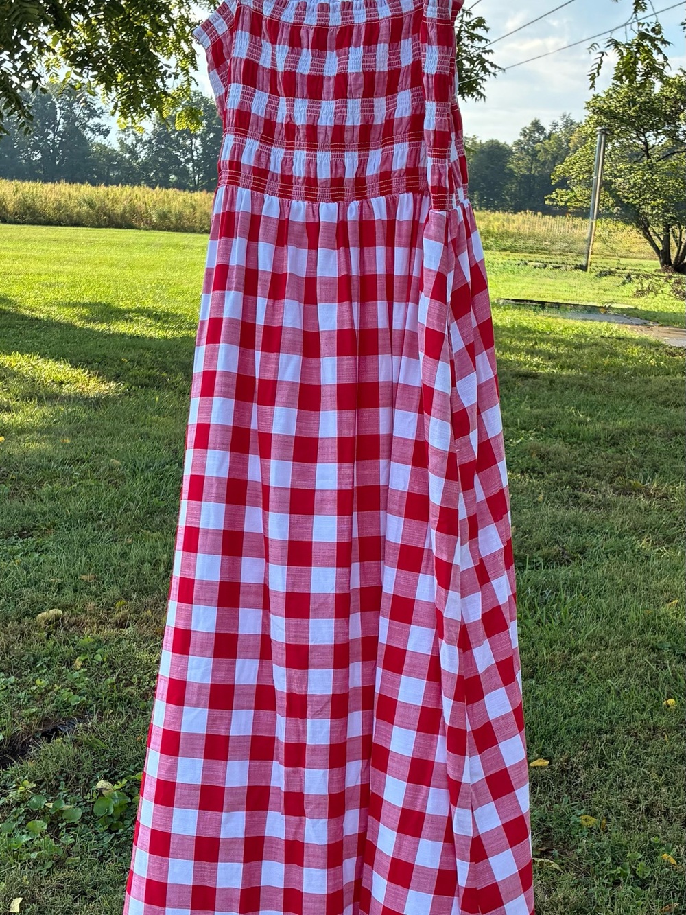 LOFT Red and White Gingham Drrss